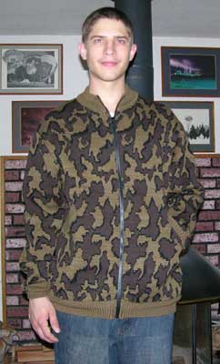 The Knit Tree's  Winona Reconstruction knit camo Jacket with Crew Neck