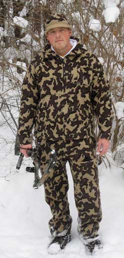 Matt's camo outfit from The Knit Tree after 4 years of hunting wear