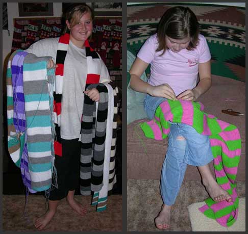 Little Knitters enjoy knitting and are proud of all their unique knit scarves