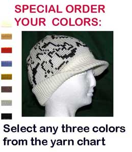 Merino Wool Blend Knit Camo Visor Beanie Cap