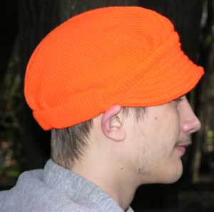 The Knit Tree's News Boy Style beanie in hunter orange