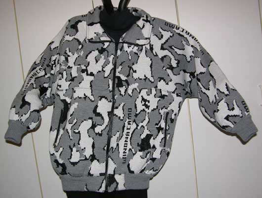 knit camo Raglan Jacket with Winona Elite Snow Camo pattern