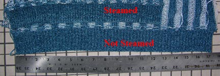 Lycra shrinks after steaming:See the picture to the right of Rayon Chenille Ribbing with Lycra