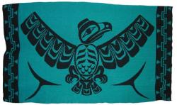 Eagle with Spreading Wings is honored in this Pacific Northwest Knit Blanket