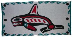 Orca Killer Whale is honored in this 4 Color Pacific Northwest Knit Blanket