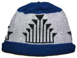 Frogs Hand Native Design featured in this Adult Knit Indian Cap