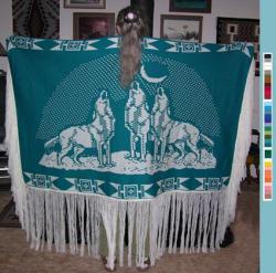 Dance Shawl ~ Acrylic  ~ Howling Wolves Design ~ Select Colors