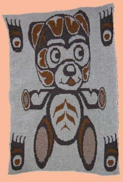 Crib Baby Blanket Teddy Bear with Bear Paws Design ~ Pacific Northwest Coast Art