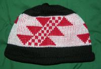 Big Flint Indian Design on Knit Native Cap with roll hem