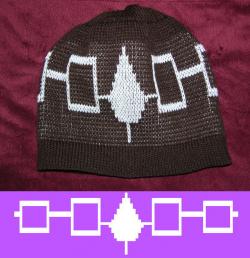 Graphic Design of a Iroquois Flag inspired from a Wampum belt knit on a Cap