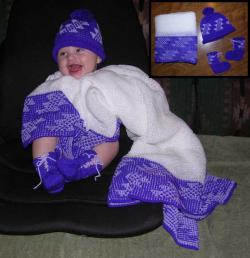 A Baby Layette" ~ Blanket, Cap, Booties ~ Flint Design ~ Choose Colors