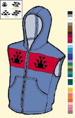 Native American Knit Hoodie Vest Zipper front Handwarmer Pockets