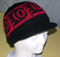 Little Bear Paw Pacific Northwest Art Style in this Native Knit Visor Beanie