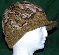 Knit visor cap in Mocha/Brown/Camel Acrylic/Merino Blend