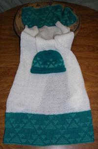 Goose Design Featured on this Native Baby Receiving Blanket and Cap Set
