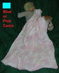 Camouflage Cotton Baby Blanket in Pink or Blue Camo